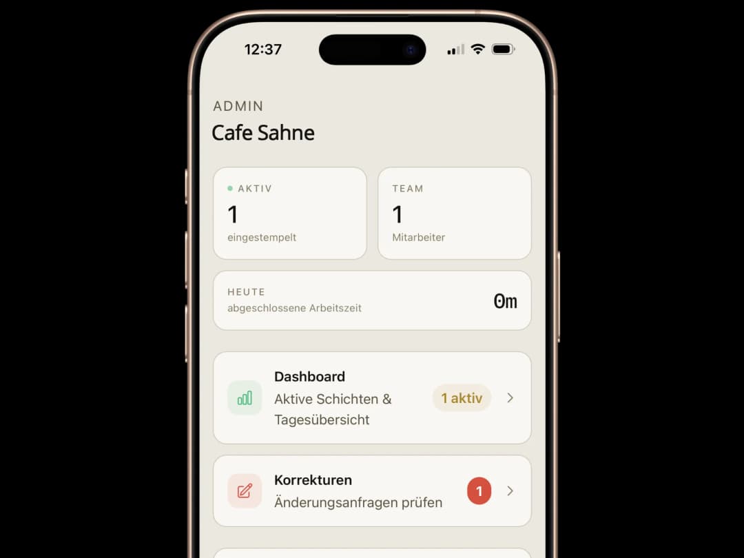 LogClock Admin-Dashboard — Übersicht aller Arbeitszeiten und Mitarbeiter